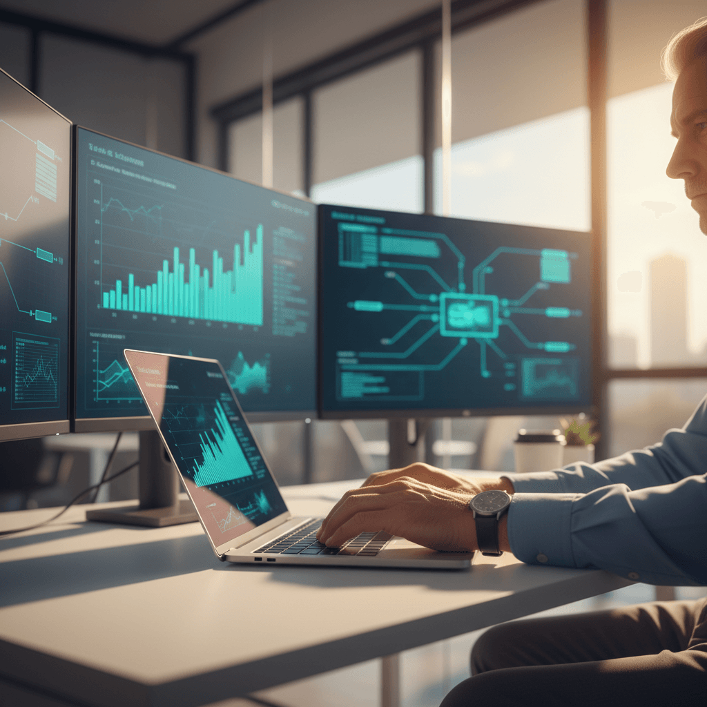 IT consultant working at modern desk